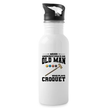Krocketspieler Papa Papa Opa Vatertag Lustig - Trinkflasche mit integriertem Trinkhalm - Weiß - Rechts