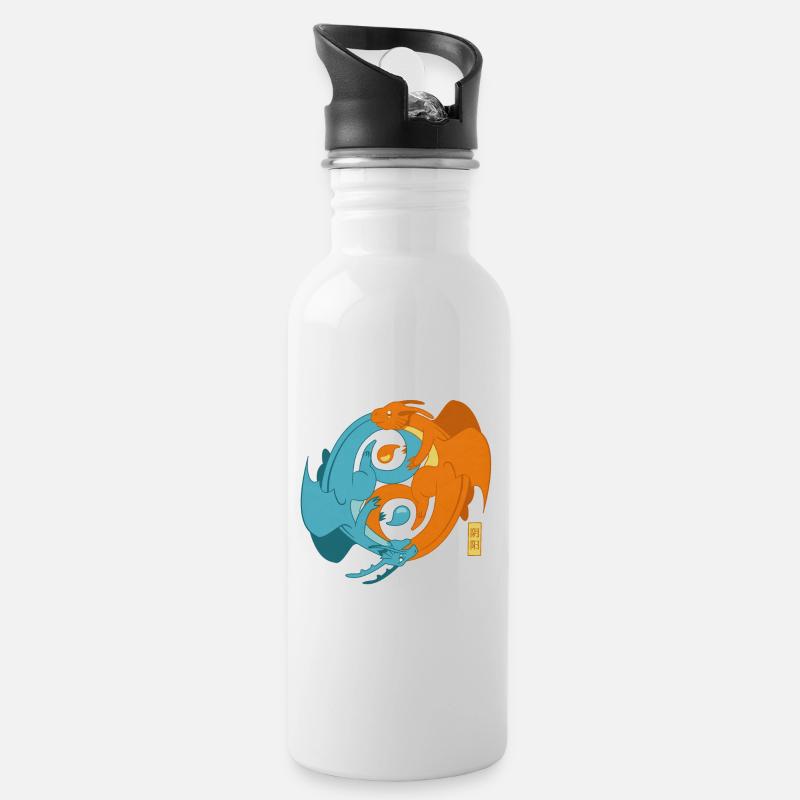Symbole de goudron Yin et Yang - Gourde avec paille intégrée - blanc
