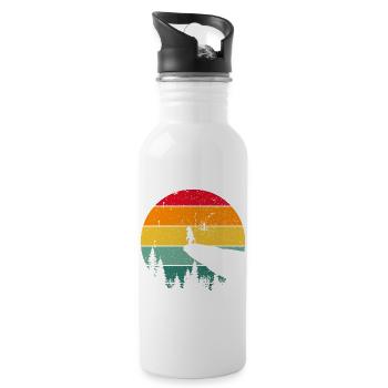 Vintage Retro Affe Affen Musik Banane Chimpanzee - Trinkflasche mit integriertem Trinkhalm - Weiß - Rechts