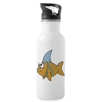 Poissons à ailerons de requin - Gourde avec paille intégrée - blanc - Droite