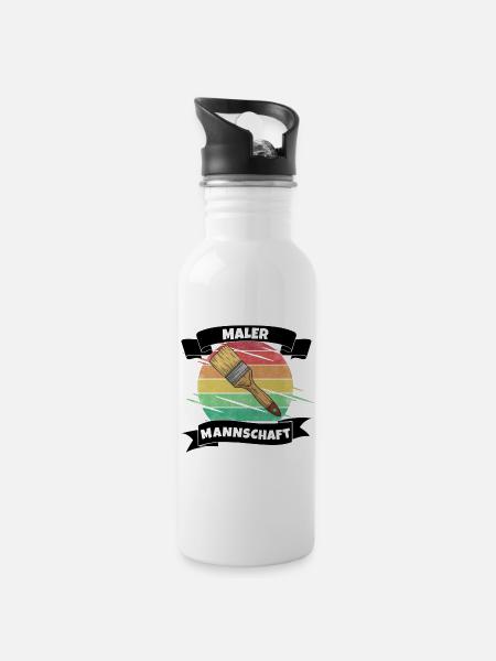 Maler Mannschaft - Trinkflasche mit integriertem Trinkhalm - Weiß