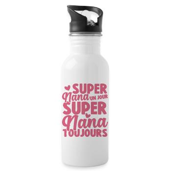 Femme Super Nana Un Jour Super Nana Toujours Nana - Gourde avec paille intégrée - blanc - Droite