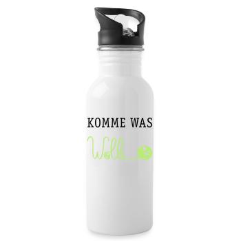 Komme was Wolle - Trinkflasche mit integriertem Trinkhalm - Weiß - Rechts