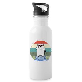 eisbader winterbader winterschwimmer eisbär retro - Trinkflasche mit integriertem Trinkhalm - Weiß - Rechts