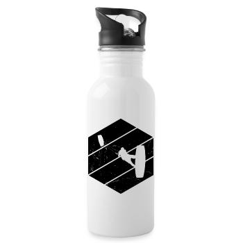 Kitesurfen Kitesurfer Kiten Kite Surf Herren Junge - Trinkflasche mit integriertem Trinkhalm - Weiß - Rechts