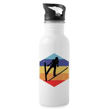 Skispringer Skispringen Wintersport Skifliegen Män - Trinkflasche mit integriertem Trinkhalm - Weiß - Rechts