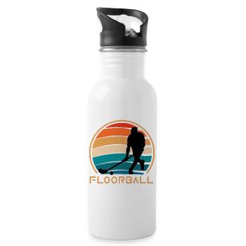 floorball bandy floorball player floorball - Water bottle with straw - white - Right