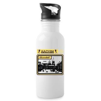 Aachen Kaiserstadt Nostalgie Fan Ölbilddesign - Trinkflasche mit integriertem Trinkhalm - Weiß - Rechts