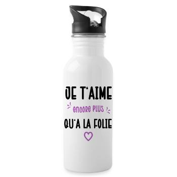 Je t'aime encore plus qu'à la folie cadeau couple - Gourde avec paille intégrée - blanc - Droite