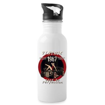 Aged of perfection Hotrod Rebel Hot Rod PinUp Girl - Trinkflasche mit integriertem Trinkhalm - Weiß - Rechts