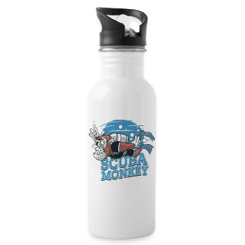 Scuba Monkey - Scuba Diving Chimp - Water bottle with straw - white - Right