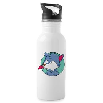 Frecher kleiner Wolf - Trinkflasche mit integriertem Trinkhalm - Weiß - Rechts