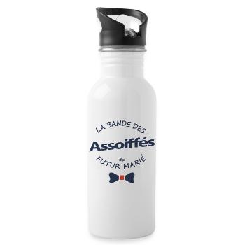 Bande des Assoiffés du Futur Marié - Gourde avec paille intégrée - blanc - Droite