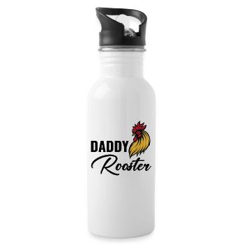 Daddy Rooster Chicken Dad Farmer Fathers day - Water bottle with straw - white - Right