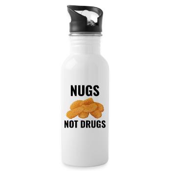 Chicken Nuggets Fast Food Lustiger Spruch - Trinkflasche mit integriertem Trinkhalm - Weiß - Rechts