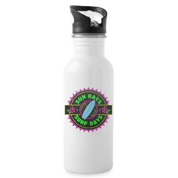 Surfing Retro Surfer Graphic Design - Water bottle with straw - white - Right