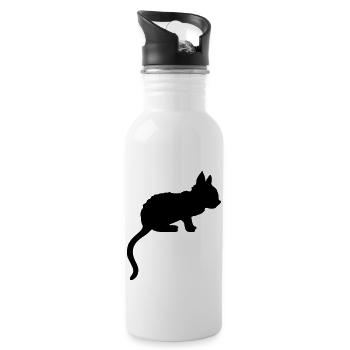 Silhouette shadow cute kitten - Water bottle with straw - white - Right