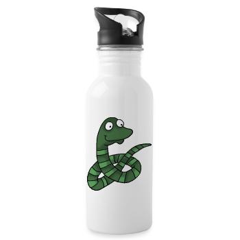 Schlange 1 - Trinkflasche mit integriertem Trinkhalm - Weiß - Rechts