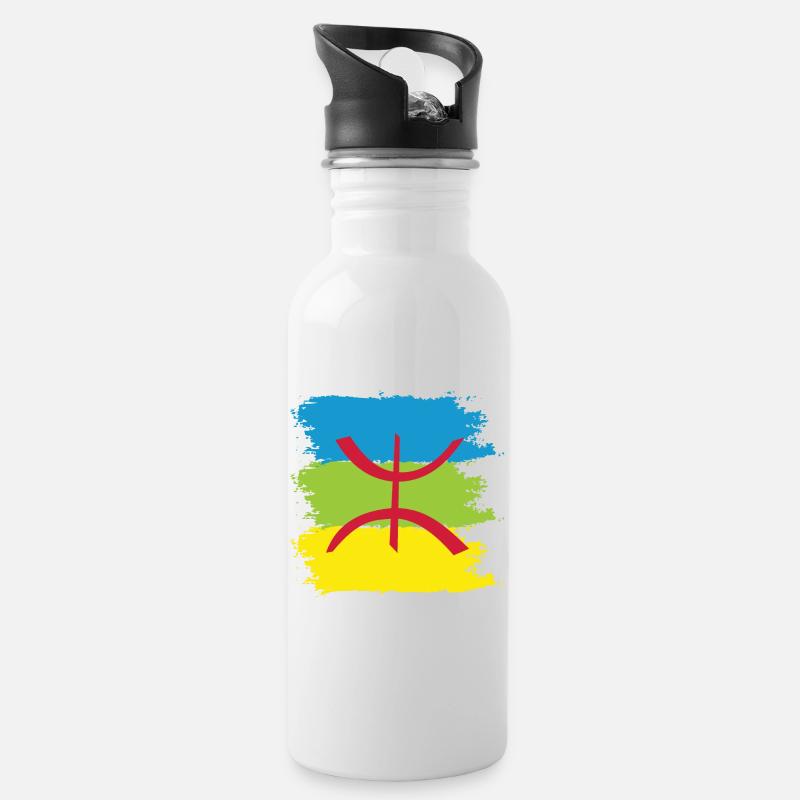 Drapeau Amazigh - Gourde avec paille intégrée - blanc