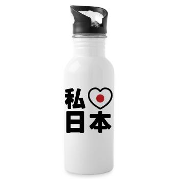 I Heart [Love] Japan 日本 [Nihon / Nippon] - Water bottle with straw - white - Right