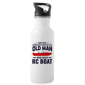Rc Boat Racing Dad Powerboat Grandpa Fathers Day - Water bottle with straw - white - Right