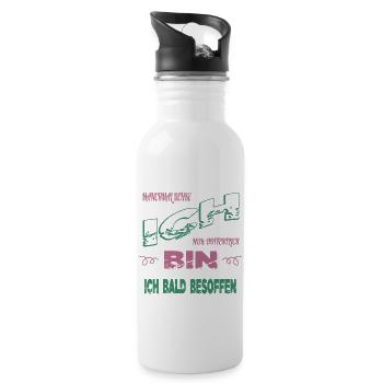 geschenkidee statement alkoholiker feiern saufen - Trinkflasche mit integriertem Trinkhalm - Weiß - Rechts