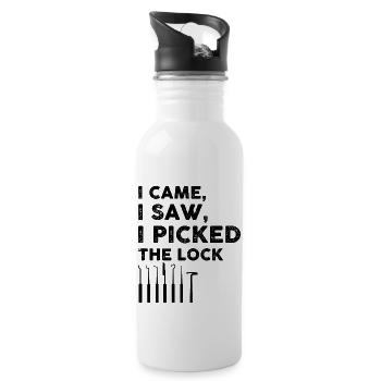 Lock Picking Locking Technician Schlossdienst Design - Water bottle with straw - white - Right
