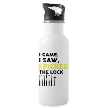 Lock Picking Locking Technician Schlossdienst Design - Water bottle with straw - white - Right