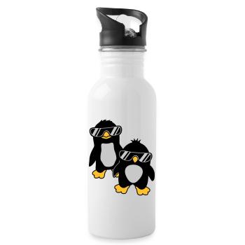 Pinguine Crew 2 Freunde - Trinkflasche mit integriertem Trinkhalm - Weiß - Rechts
