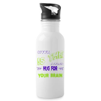 coffee caffeine happy coffeebean milk latte office - Water bottle with straw - white - Right
