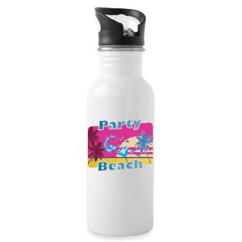 Cool party shirt summer beach vacation gift - Water bottle with straw - white - Right