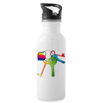 Keychain with colorful keys and colorful heart - Water bottle with straw - white - Right