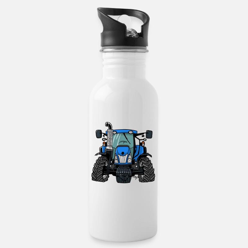 0646 BlueTractor - Gourde avec paille intégrée - blanc