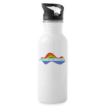 Keiner ist wertvoller als andere - Trinkflasche mit integriertem Trinkhalm - Weiß - Rechts