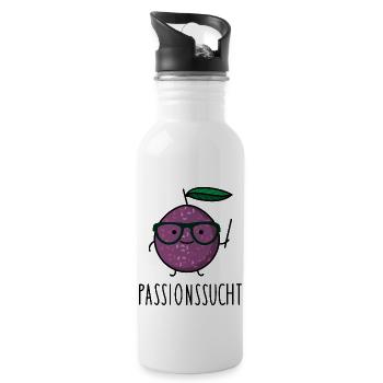 Passion und Begeisterung - Trinkflasche mit integriertem Trinkhalm - Weiß - Rechts