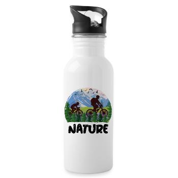 Nature Cycliste Montagnes Sauvage - Gourde avec paille intégrée - blanc - Droite