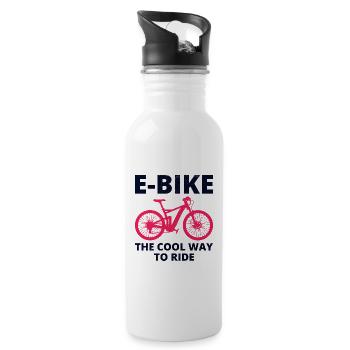 E-Bike Electric-Bike E-Cyclist Bicycling Rider - Water bottle with straw - white - Right