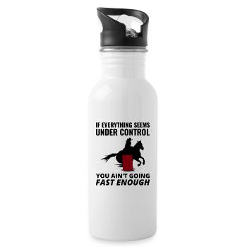 Barrel Racer Rodeo Racing Horse Riding Race Lustig - Trinkflasche mit integriertem Trinkhalm - Weiß - Rechts