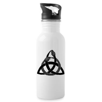 Schwarze Schlangen und keltisches Symbol - Trinkflasche mit integriertem Trinkhalm - Weiß - Rechts