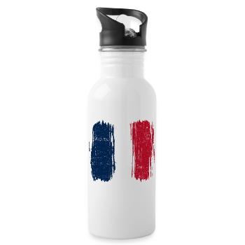 Pinselstrich Französische Flagge - Trinkflasche mit integriertem Trinkhalm - Weiß - Rechts