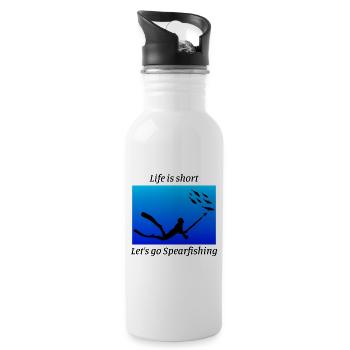 Spearfishing Spearfisher Spearfisherman fishing - Water bottle with straw - white - Right