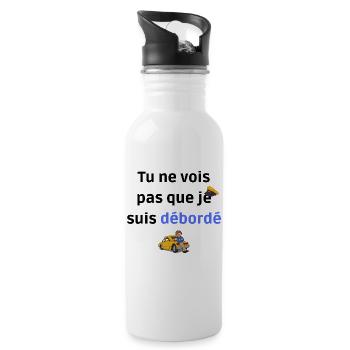 Tu ne vois pas que je suis débordé - Gourde avec paille intégrée - blanc - Droite