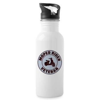 Roller Fahrer Scootering Motorrad Moped Bike - Trinkflasche mit integriertem Trinkhalm - Weiß - Rechts