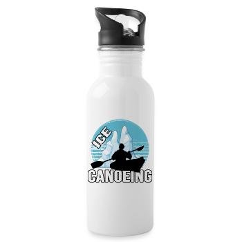 ice canoeing ice canoeists winter paddling canoe - Water bottle with straw - white - Right