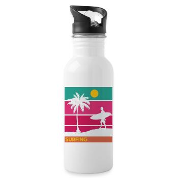 Surfing Surfboard Surfer Geschenksidee - Trinkflasche mit integriertem Trinkhalm - Weiß - Rechts