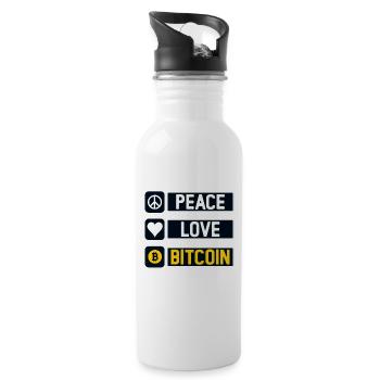 Frieden Liebe Bitcoin - Trinkflasche mit integriertem Trinkhalm - Weiß - Rechts