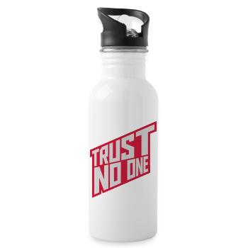 trust no one Zitat - Trinkflasche mit integriertem Trinkhalm - Weiß - Rechts