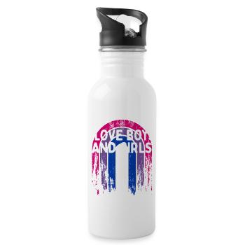 I Love Boys and Girls Bisexual LGBTQ Bi Pride Gay - Trinkflasche mit integriertem Trinkhalm - Weiß - Rechts