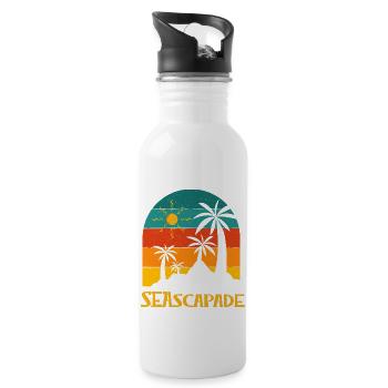 Seascapade Summer Trip Tropical Travel Beach - Water bottle with straw - white - Right