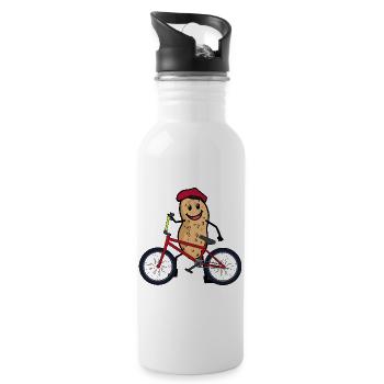 Peanut Bicycle Cyclist Children Child Wheel - Water bottle with straw - white - Right